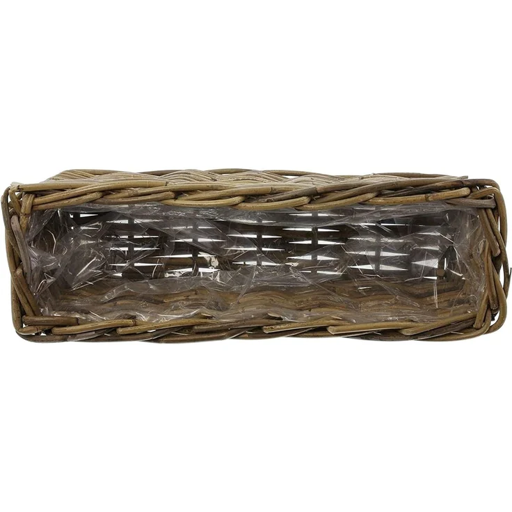 Rattan Pflanzkasten "Koboo Grey" 46 cm lang, grau, Balkonkasten, Blumenkasten für Draußen, Pflanzgefäß – Bild 3