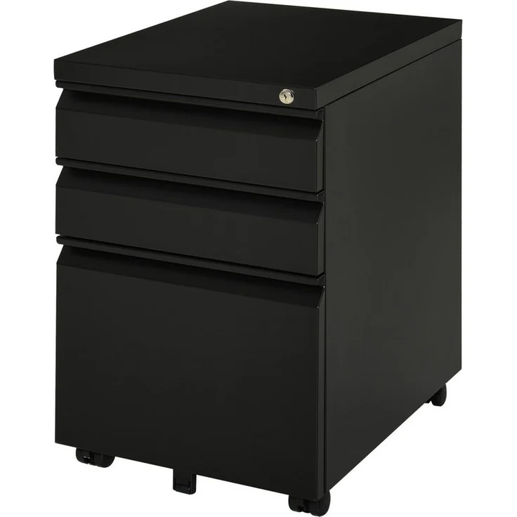 Vinsetto Rollcontainer Büroschrank mit 3 Schubladen, (Büroschrank, 1 St, Bürocontainer), Stahl Schwarz 39 x 48 x 60 cm – Bild 1