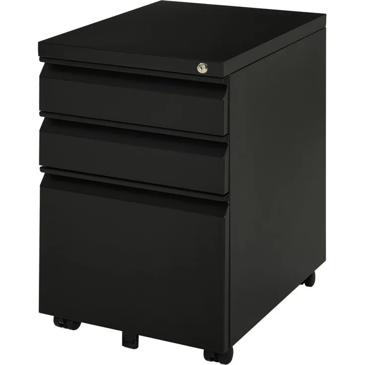 Vinsetto Rollcontainer Büroschrank mit 3 Schubladen, (Büroschrank, 1 St, Bürocontainer), Stahl Schwarz 39 x 48 x 60 cm