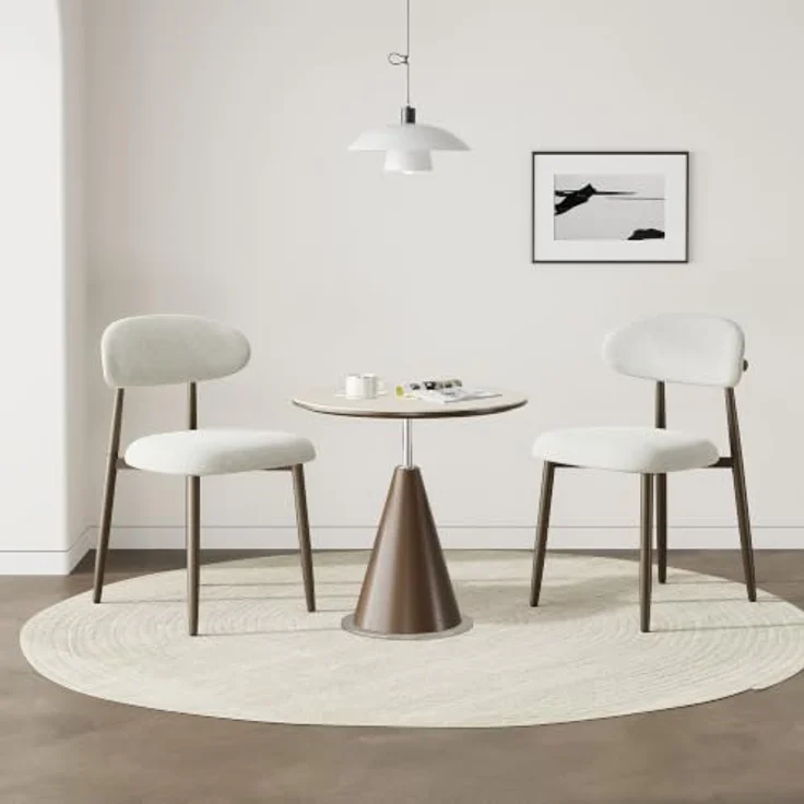 MALOL Esszimmerstühle 2er Set, Gepolsterte Stühle Esszimmer, Küchenstühle, Esstisch Stühle mit geschwungener Rückenlehne & Metallfüßen, moderne Stoffstühle für Küche, Wohnzimmer und Gastronomie, Beige – Bild 3