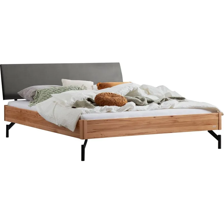 Hasena Massivholzbett Broni Wildbuche mit Polster-Kopfteil 180x200 cm – Lounge