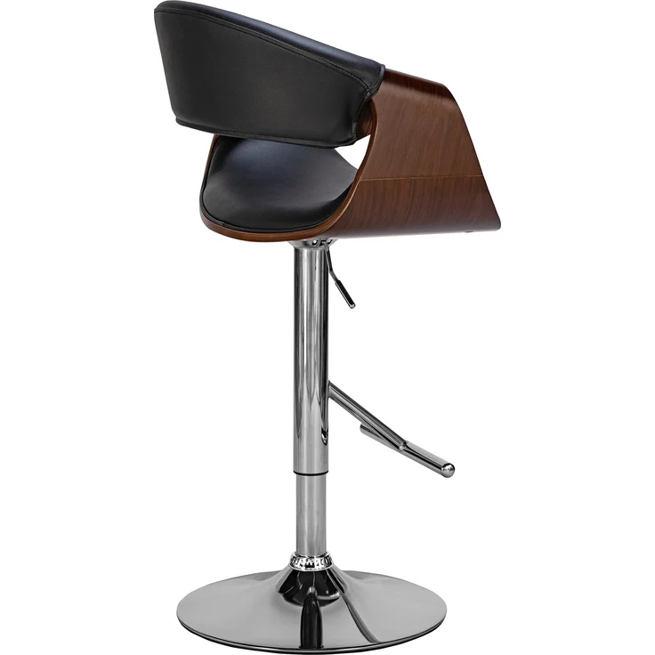 Barhocker GASEN - Kunstleder Walnuss/schwarz 60x52x95 cm | Barstuhl Höhenverstellbar Mit Lehne Drehbar Tresenhocker Tresenstuhl Kneipenhocker – Bild 5