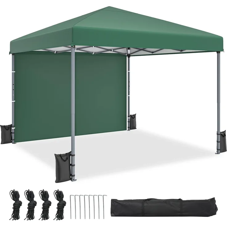 YITAHOME 3x3M Pavillon 4Set Sandsäcke,Pop Up Faltpavillon stabil & höhenverstellbar UV Schutz 50+,Gartenzelt Partyzelt für Terrasse Strand Camping Markt Festival grün