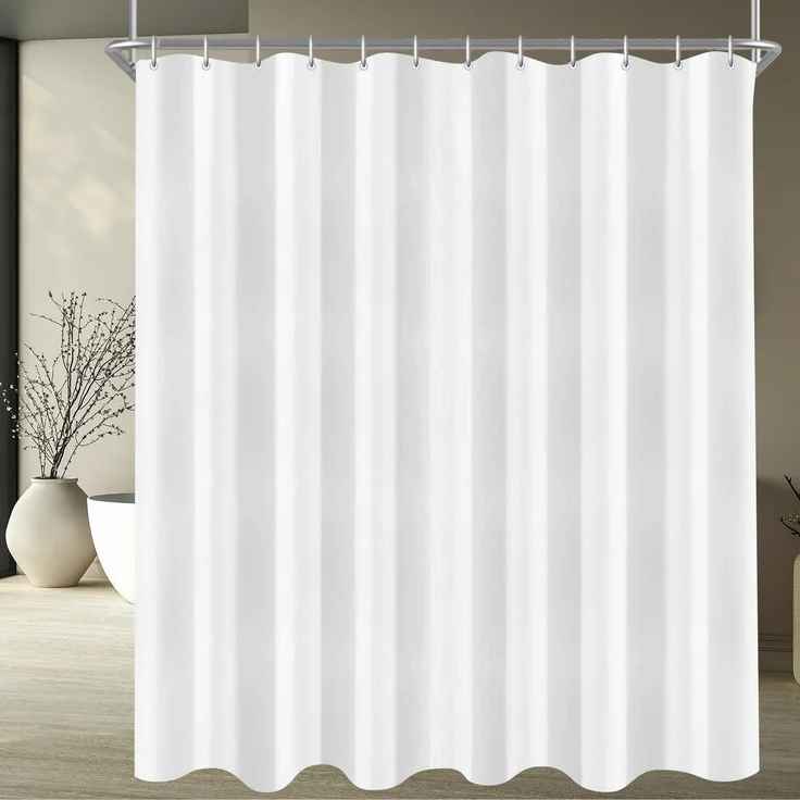 Duschvorhang 200x200cm Reinweiß Wasserabweisend Beschwerter Saum Antischimmel – Bild 8