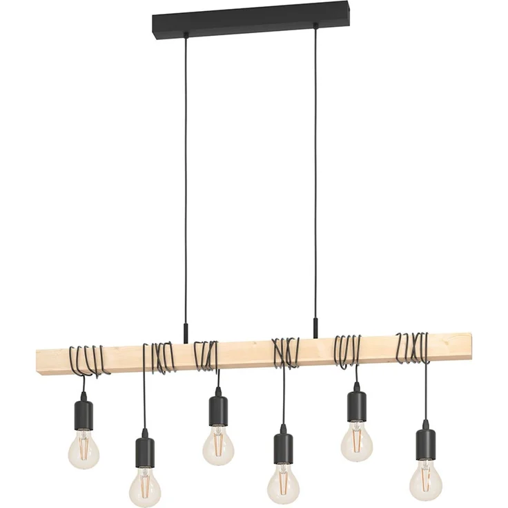 LED Pendelleuchte, Holzbalken Eiche Optik, H 191,5 cm – Bild 6