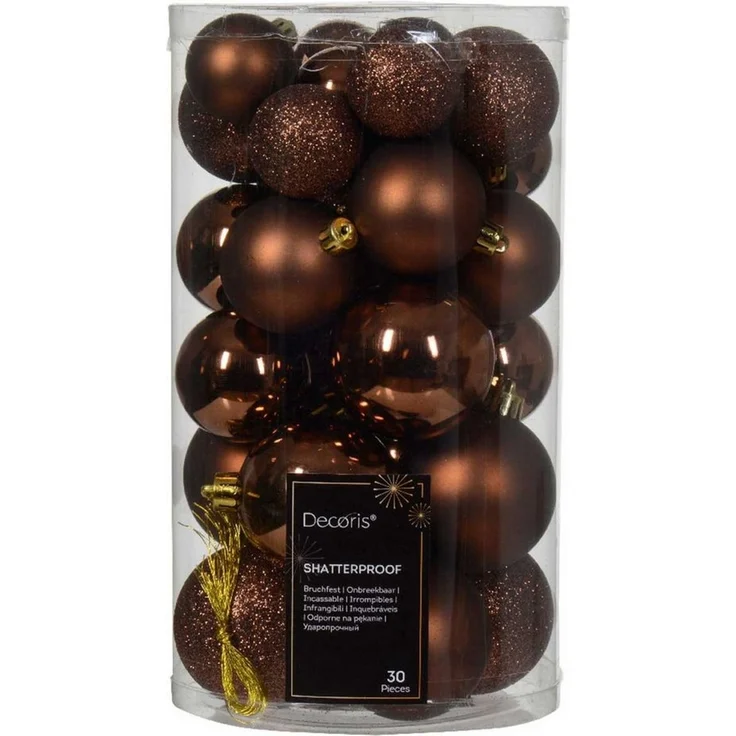 LS-LebenStil Weihnachtsbaumkugel 30 Kunststoff Weihnachtskugeln Braun Espresso 4cm-6cm Baumkugel Dekoku (30 St), Bruchsicher Christbaumschmuck Weihnachtsbaumschmuck Deko Kugeln – Bild 2