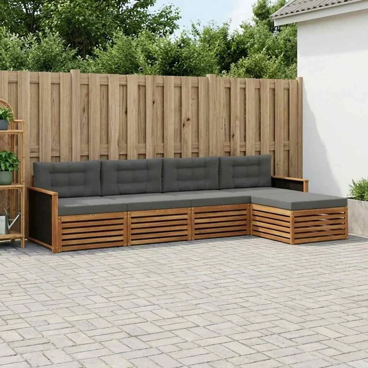 vidaXL Outdoor-Sofagarnitur 5 stk. 4-Sitzer Natur und Anthrazit 3383225 – Bild 1
