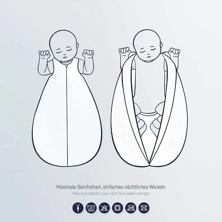 Julius Zöllner Baby Sommerschlafsack Musselin grau 70 cm – Bild 5