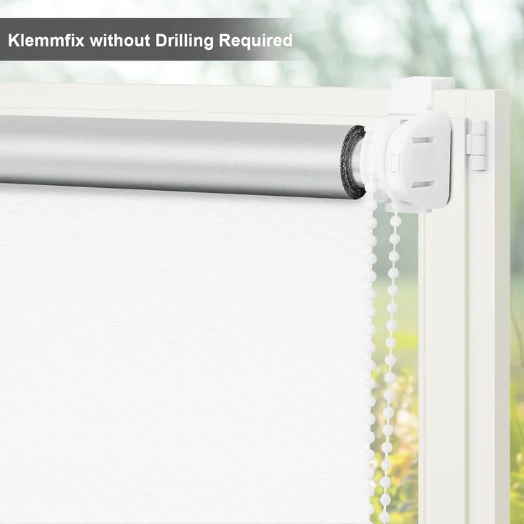 WOLTU Verdunklungsrollo ohne Bohren Weiß 120x160 cm (BxH), Thermorollo Klemmfix Fensterrollo Seitenzugrollo easyfix Verdunkelung Rollos Sichtschutz und Sonnenchutz, Klemmrollo für Fenster & Tür – Bild 4