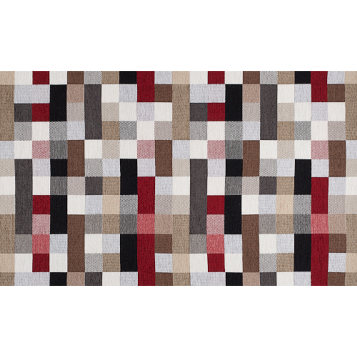 Supellex Sofia Ohrensessel mit Hocker | Design Patchwork kariert bunt gedeckt – Bild 3