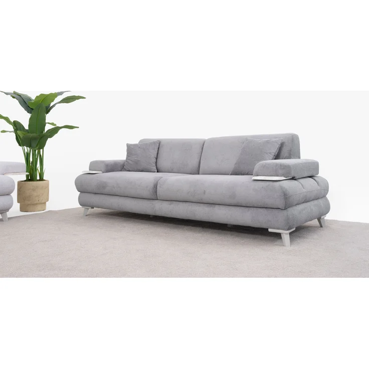 Sitzgruppe/Sofa Set - Wohnzimmergarnitur "Vanda" 3+3+1-Grau/Weiß – Bild 4