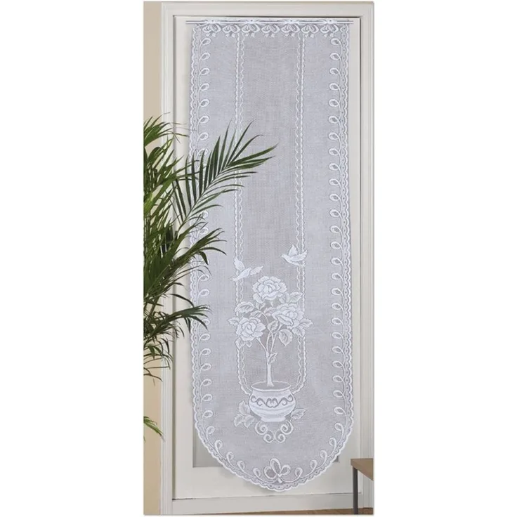 Arsvita Panneaux Blumen Mona mit Stickerei, Schlaufen, transparent, Türpanneaux 180x60cm Stangendurchzug, Voile Kurzgardine Bistrogardine