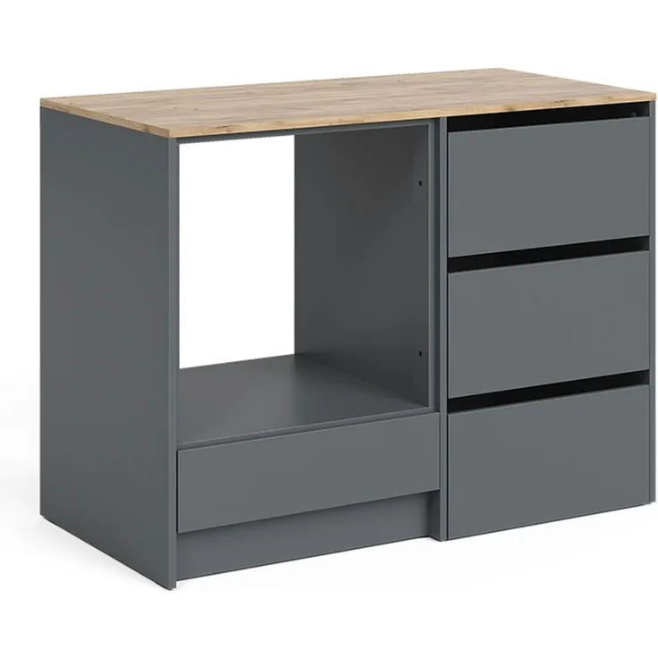Herdumbauschrank Viktor Anthrazit/Goldkraft Eiche 116.8 cm mit 4 praktischen Schubladen Vicco