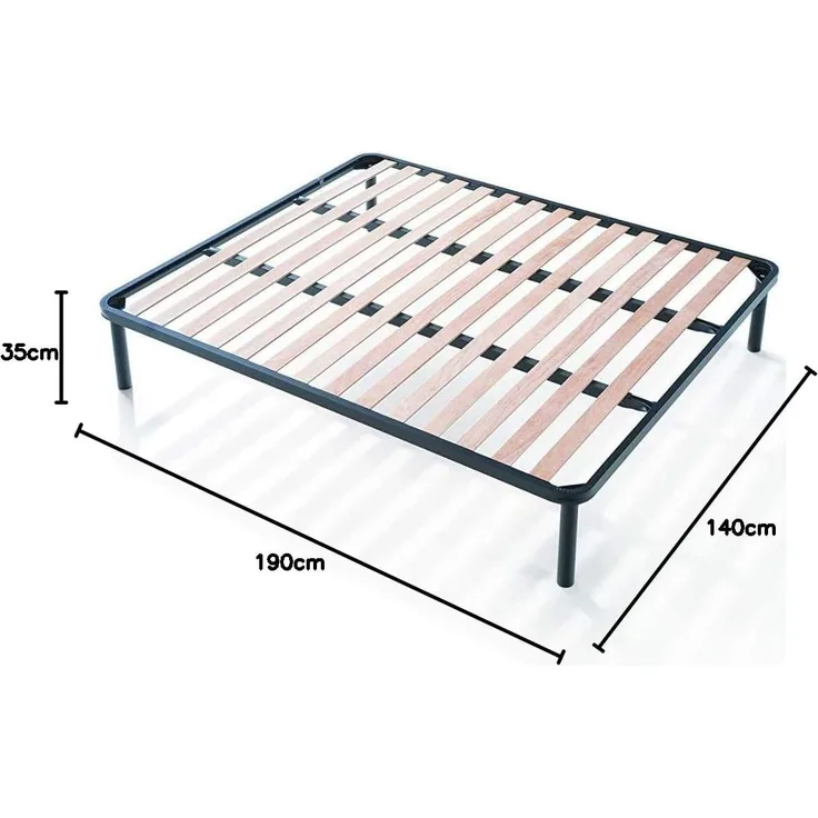 EVERGREENWEB Bett Lattenrost 140x190 Doppelbett Höhe 35 cm Orthopädisches Extra Komfort Leisten Holz mit 4 Abnehmbar Füße Verstärkte Rahmen aus Stahl Bettgestell geeignet für alle Betten & Matratzen