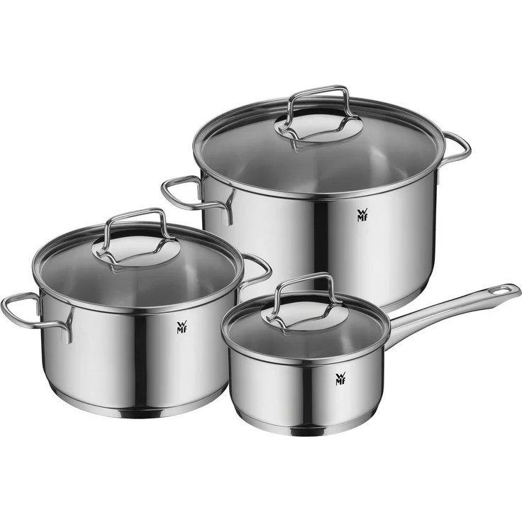 WMF Topf-Set Astoria, Kochtopf Set Induktion mit Glasdeckel, breiter Schüttrand, Cromargan® Edelstahl Rostfrei 18/10 (Set, 6-tlg), hochglanzpoliert, für alle Herdarten geeignet, hochwertige Qualität – Bild 5
