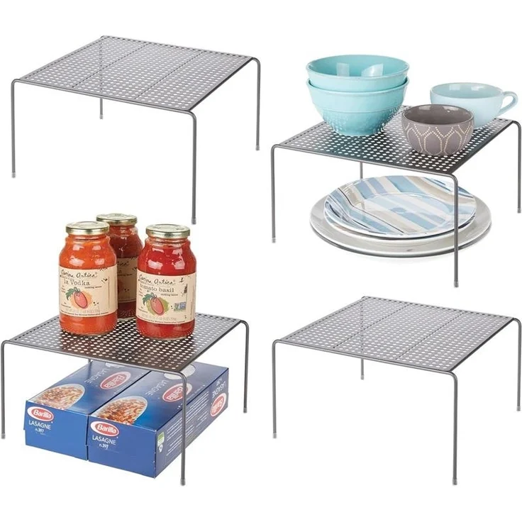 mDesign Geschirrablage Küchenregal Aufbewahrung Organizer 4er Set Metall Graphit – Bild 9