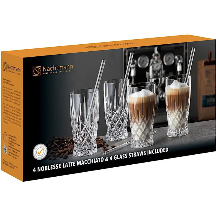 NACHTMANN 104671 NOBLESSE Latte Macchiato Gläser 4er Set und Glastrinkhalme – Bild 6