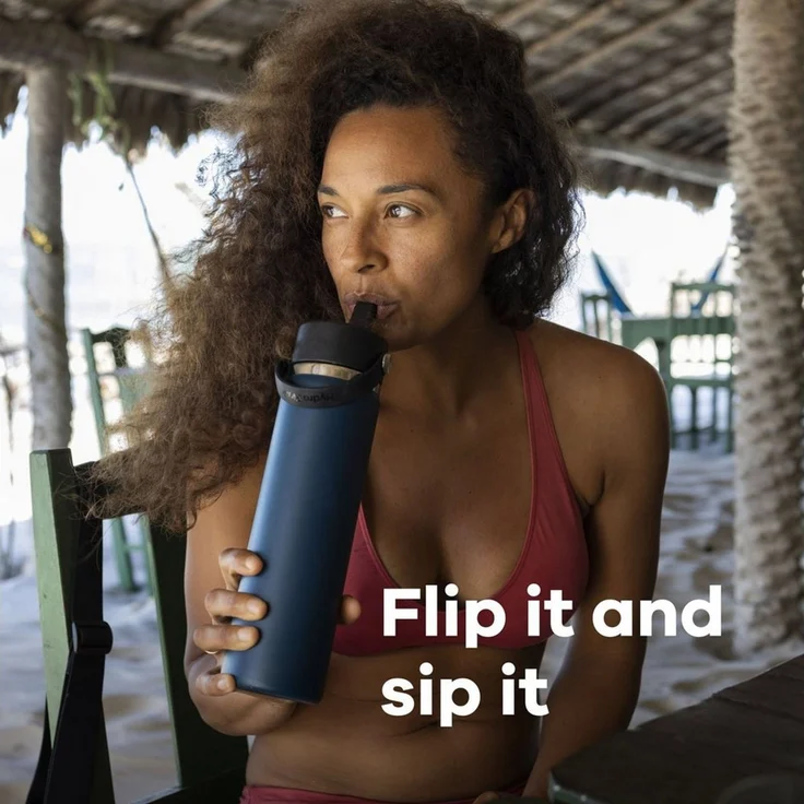 HYDRO FLASK - Wide Mouth Trinkflasche 946ml (32 oz) mit Strohdeckel - Vakuumisolierte, Wiederverwendbare Flasche aus Edelstahl - Auslaufsicherer Deckel - Trillium – Bild 3