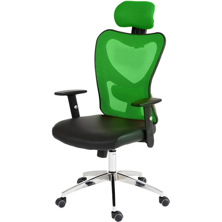 MCW Profi-Bürostuhl, Ergonomischer Drehstuhl mit höhenverstellbarer Kopfstütze und Armlehnen, Grün, 67x136x71 cm