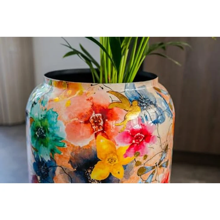 Ter Steege Blumentopf-Dekorative Vase Metall Mehrfarbig D 21 cm H 24 cm – Bild 5