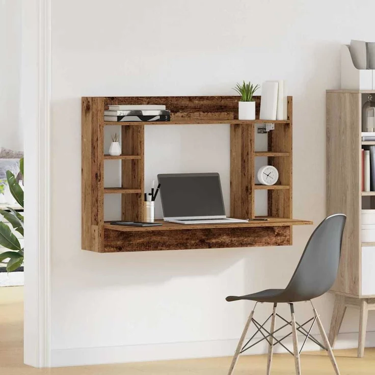 vidaXL Wandtisch mit Regal Altholz 105 x 48 x 75 cm Holzwerkstoff 869192 – Bild 3