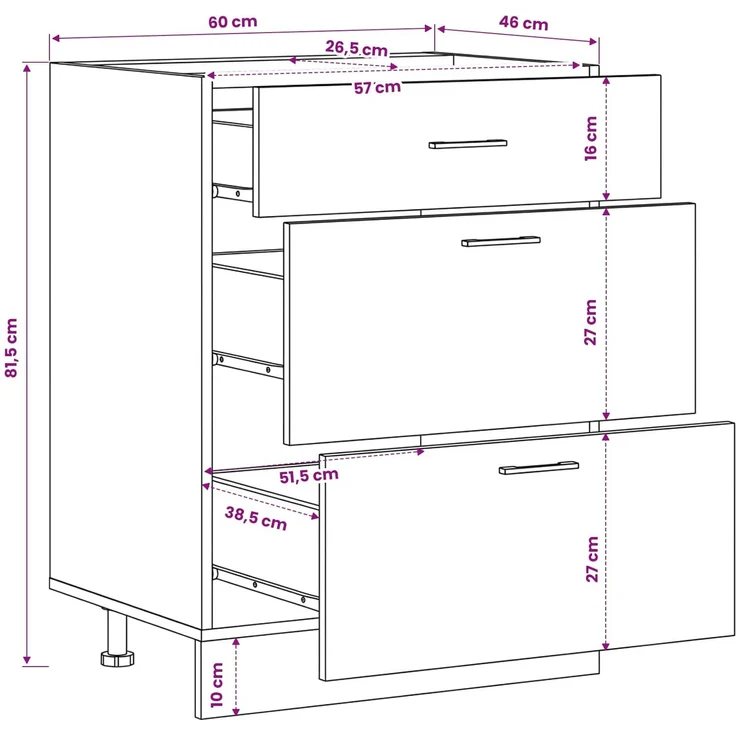 vidaXL Küchenunterschrank Schwarz Eichen-Optik 60 x 46 x 81,5 cm 876694 – Bild 11