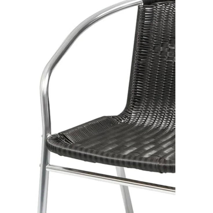 Stabiler Aluminuim / Polyrattan Bistrostuhl stapelbar Silber / Schwarz – Bild 5