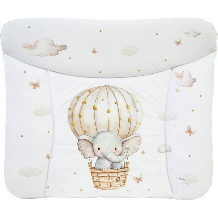 Ceba Baby® weiche Wickelauflage 75x72 cm - Baby Wickelunterlage - Wickeltischauflage für Junge und Mädchen - Wasserdicht, abwaschbar - OEKO-TEX® Standard 100 - Made in EU - Elefant im Ballon – Bild 1