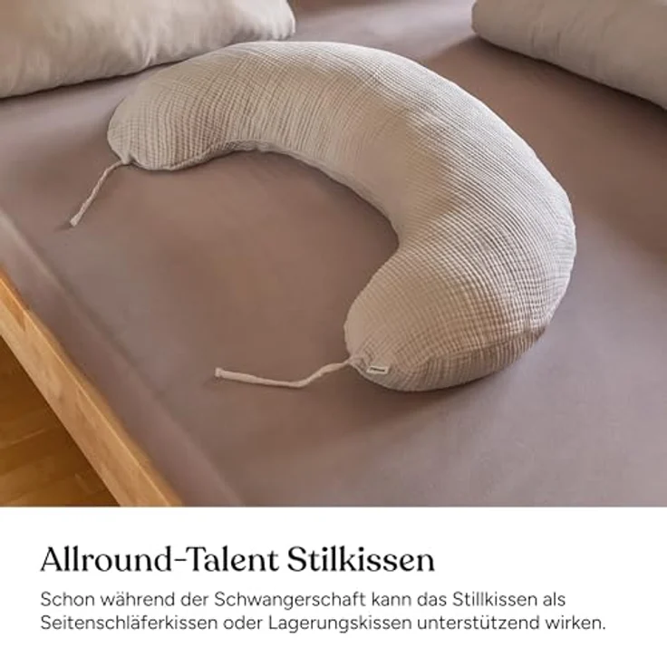 Ehrenkind Stillkissen Musselin aus hochwertiger Bio Baumwolle, Schwangerschaftskissen, Seitenschläferkissen, OEKO-TEX® STANDARD 100 Klasse 1 zertifiziert – Bild 5