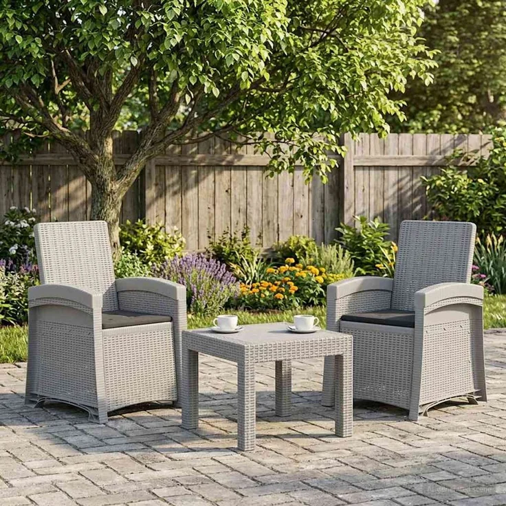 vidaXL Liegesessel Garten Rattan-Optik 2 Stk. Weiß und Anthrazit PP 8012025 – Bild 1