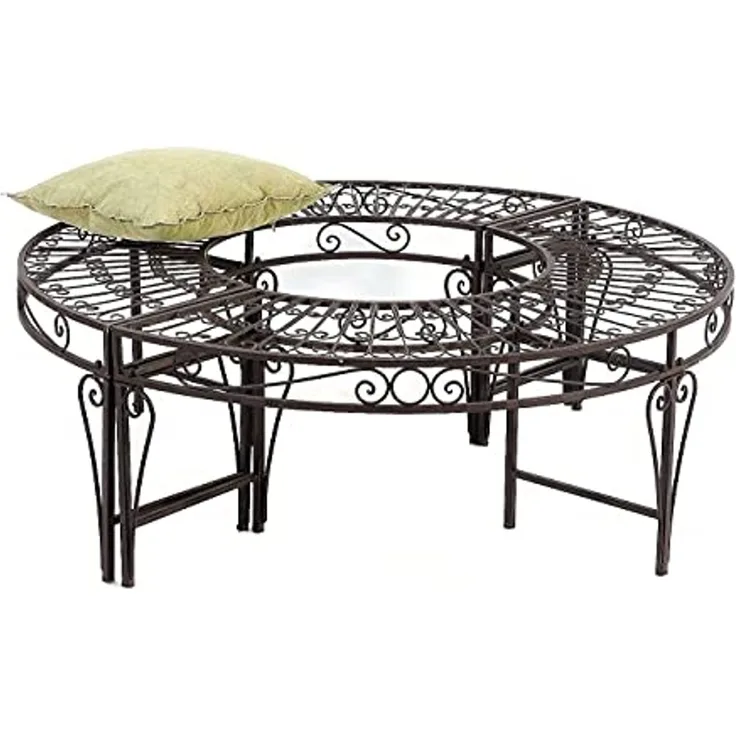 DanDiBo Rundbank Metall wetterfest Braun Ø 135 cm Baumbank 96188 Gartenbank Parkbank Sitzbank