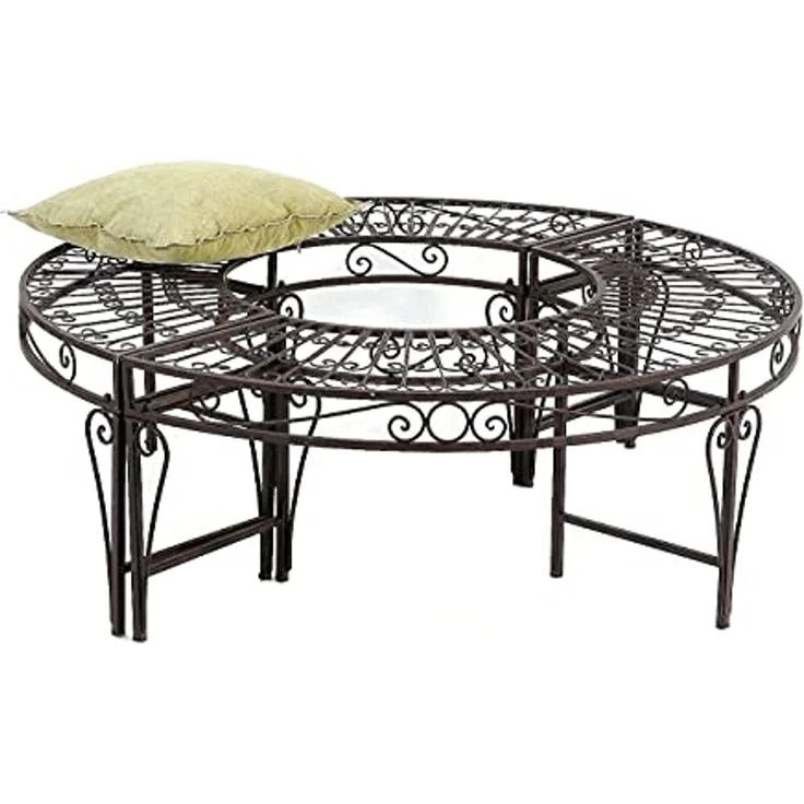 DanDiBo Rundbank Metall wetterfest Braun Ø 135 cm Baumbank 96188 Gartenbank Parkbank Sitzbank – Bild 1