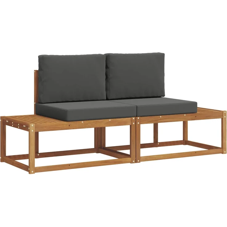 vidaXL Outdoor-Sofagarnitur 2 stk. 2-Sitzer Natur und Anthrazit 3366940 – Bild 2