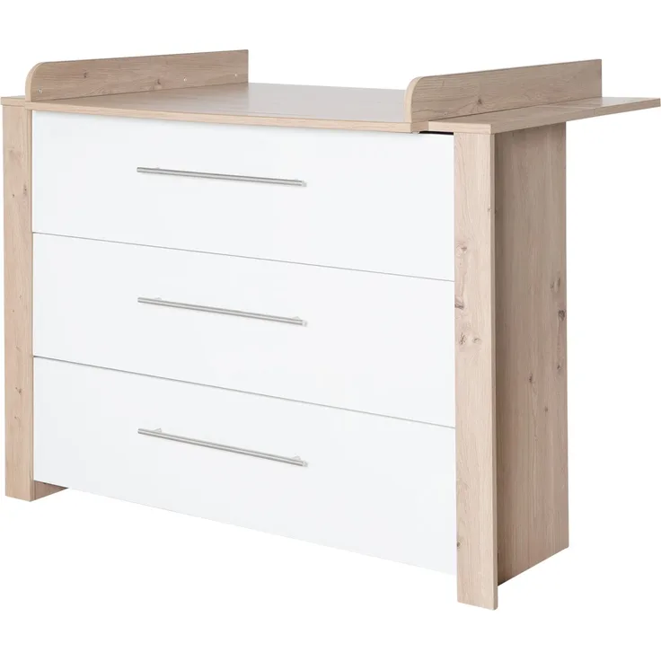 roba Wickelkommode 'Malo' breit - inkl. Wickelansatz - 3 Schubladen - Weiß