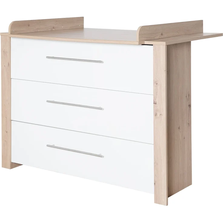 roba Wickelkommode 'Malo' breit - inkl. Wickelansatz - 3 Schubladen - Weiß – Bild 1