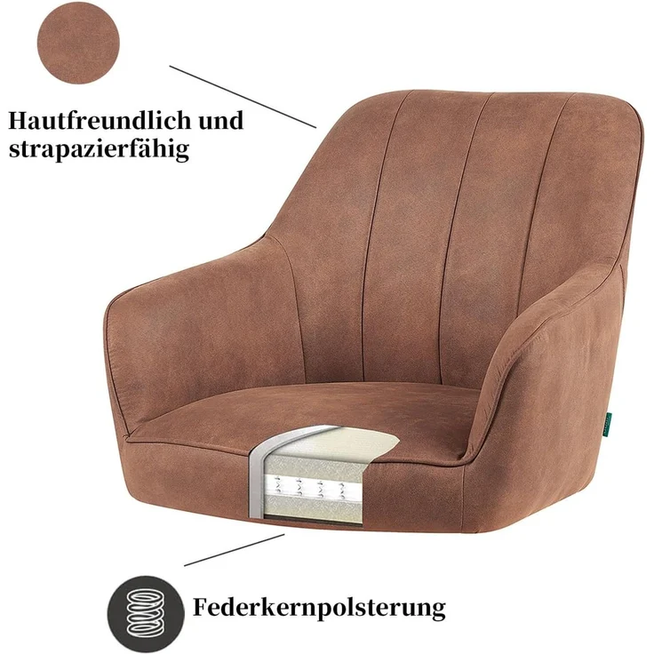 DUBI Möbel Polsterstuhl Mika-Noah, Federkern, Eiche geölt, 360° drehbar im 2er-Set – Bild 7