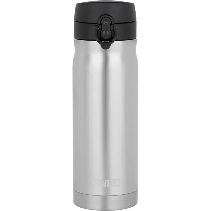 NOVEEN Glänzende Edelstahlflasche | 400 ml, Silber