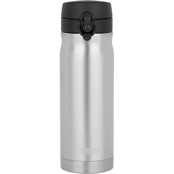 NOVEEN Glänzende Edelstahlflasche | 400 ml, Silber – Bild 1