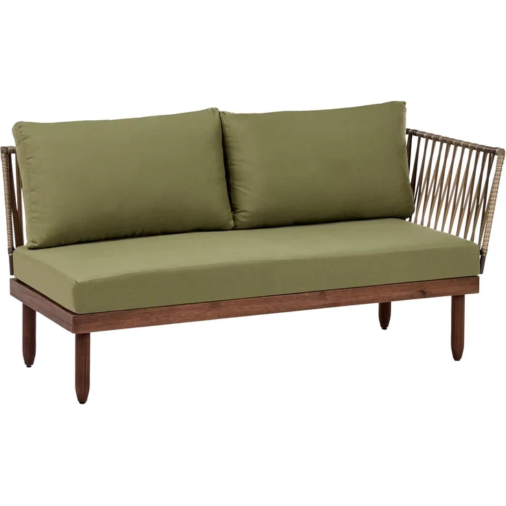 Lounge Set mit Tisch 4-Sitzer CREMONA Akazienholz Dunkelbraun Grün rechtsseitig – Bild 7