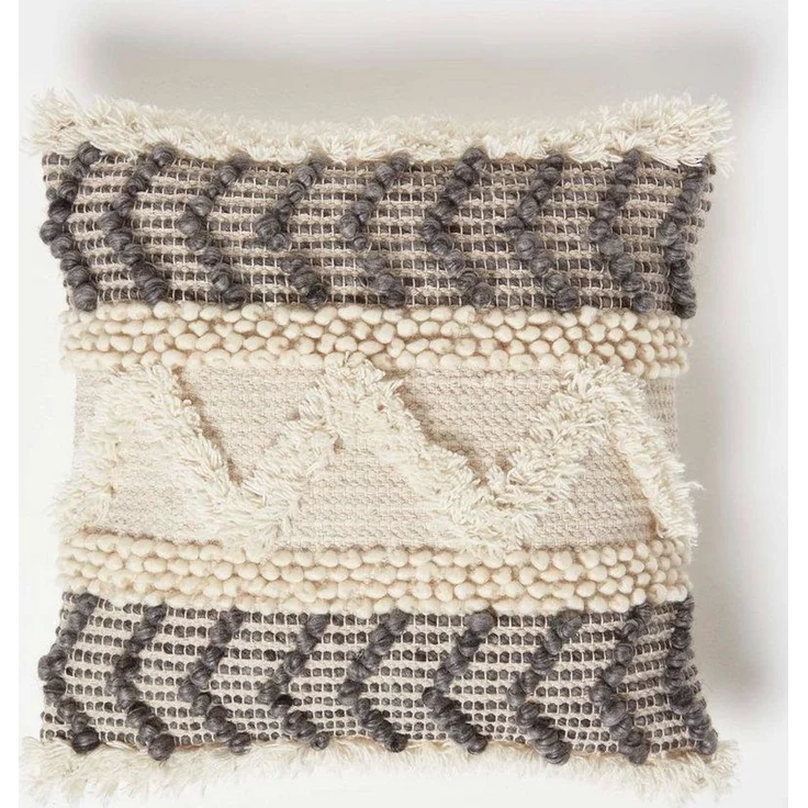 Homescapes Dekokissen Kelim Kissen Lindi creme-grau – Kissen 45x45 cm mit Füllung – Bild 5