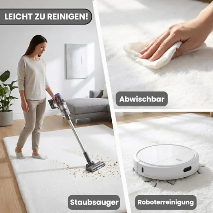Vimoda Hochflor-Teppich Softy,hochwertiger Fellteppich Wohnzimmer, Rund, Höhe: 25 mm, Eleganter langflor Läufer, Einfarbig, kuschelig, waschbar – Bild 3