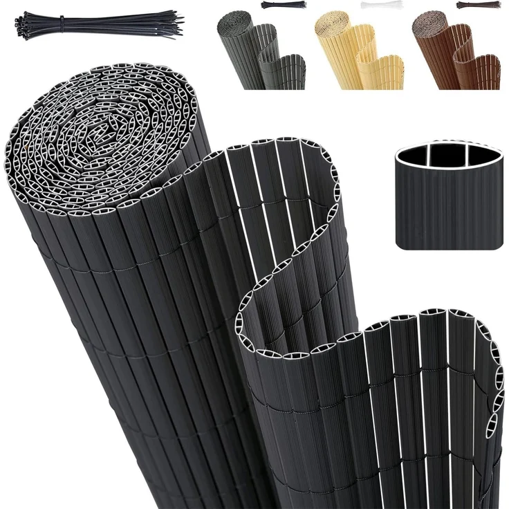 Sekey PVC Sichtschutzmatte 80x500cm Doppelte Verstärkung Innen, Balkon Sichtschutz mit Kabelbindern, Sichtschutzzaun Windschutz Wasserdicht ohne Bohren für Balkon Garten, Anthrazit – Bild 1