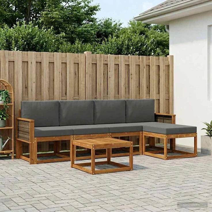 vidaXL Outdoor-Sofagarnitur 6 stk. 5-Sitzer Natur und Anthrazit 3385148 – Bild 1