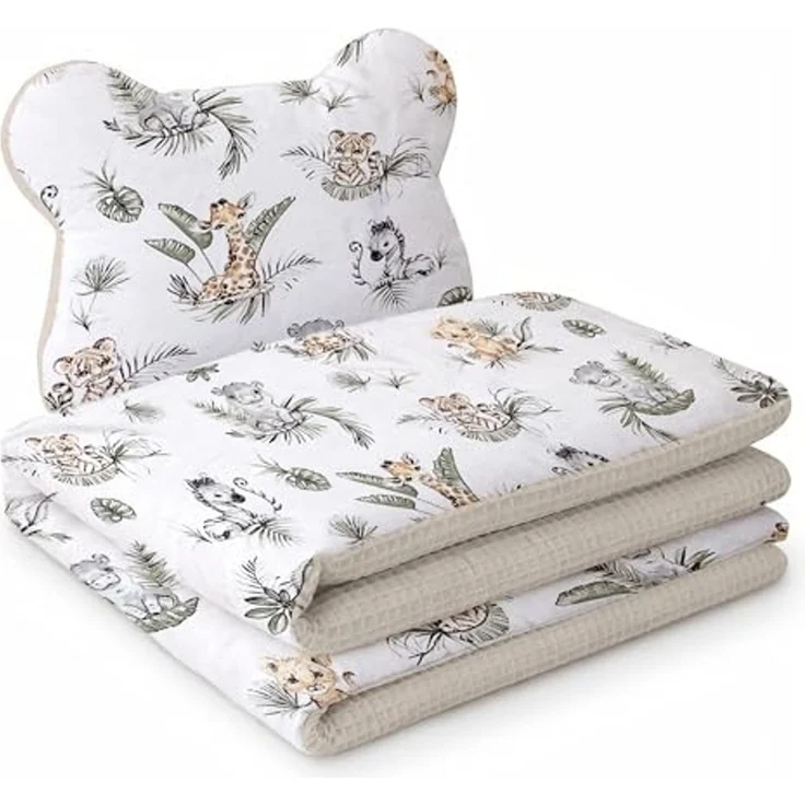 Babynest Nestchen Baby Set für Neugeborene – 5-teilig – Kuschelnest aus 100% Baumwolle & Waffelpique – Babykokon tragbar – für Babybett, Kinderbett & Kinderwagen – OEKO-TEX - Safari und Sand – Bild 7