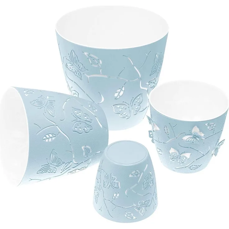 Lashuma Blumentopf Hell Blau (Set, 4 St), 3D Optik