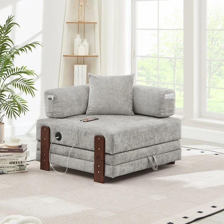 ZUBALIYA Sofa mit LED - Beleuchtung, mit USB - Anschluss, für Wohnzimmer und Apartments, mit stabilem Untergestell – Bild 4