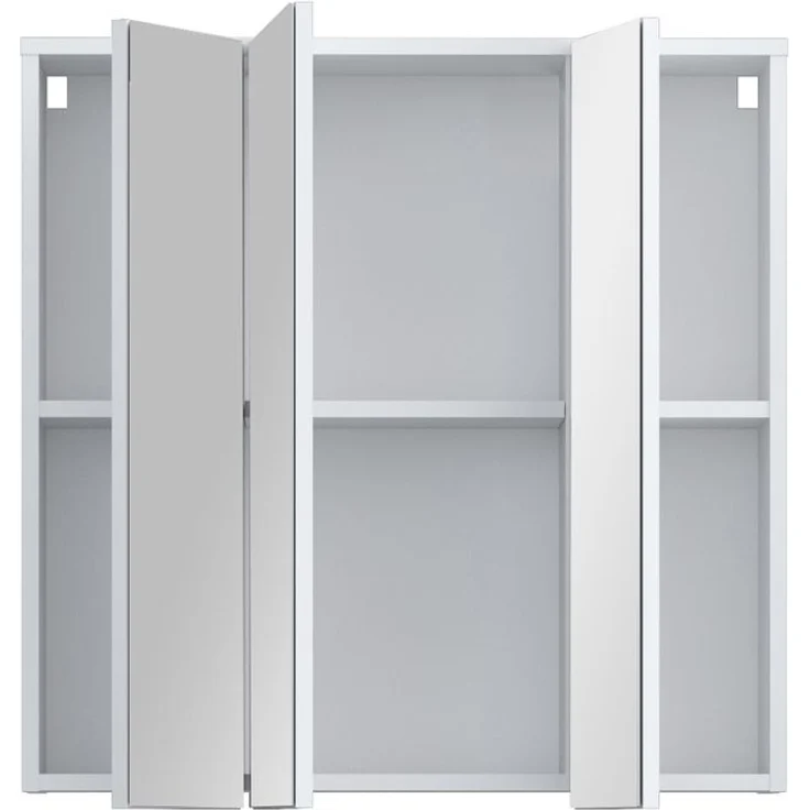 Badezimmerspiegelschrank >LOKKO< 3 Türen, grifflos, Weiss / Spiegel - 69,9x70,3x22,1cm (BxHxT) – Bild 4