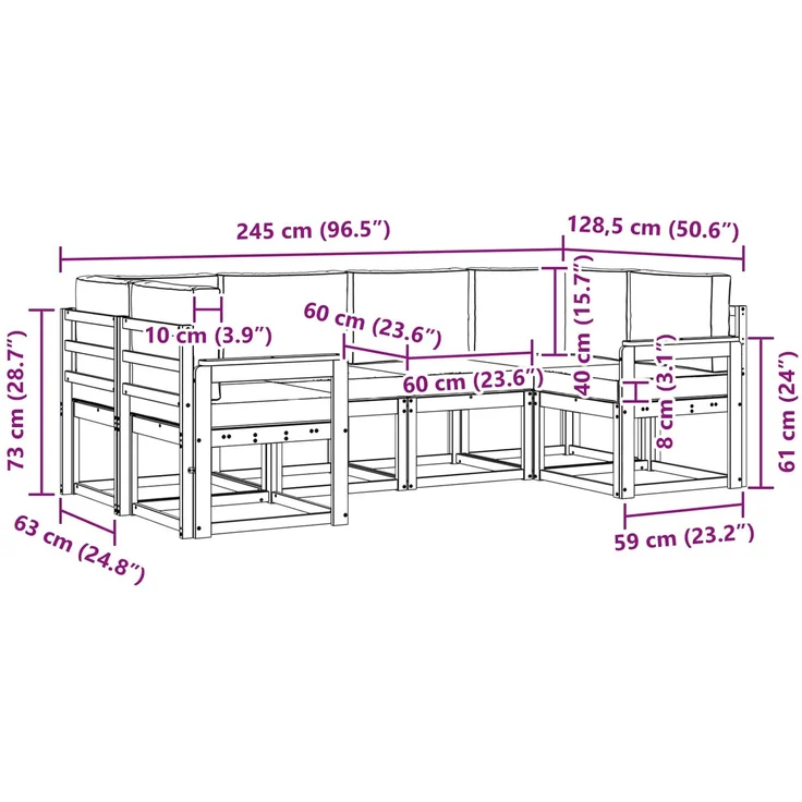 vidaXL Outdoor-Sofagarnitur 6 stk. 6-Sitzer Weiß und Beige 3388112 – Bild 9