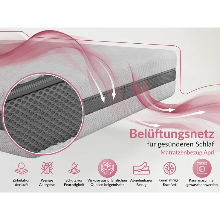Ergonomische Latexmatratze, Höhe 19 cm, Härtegrad H2, Rollmatratze mit HR-Schaum, für Allergiker mit abnehmbarem Bezug - 180 x 200 cm - ROVO - APRI – Bild 6