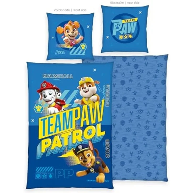 Paw Patrol Bettwäsche 135x200 cm Baumwolle Kinder Bettset 2 teilig Wendemotiv – Bild 2